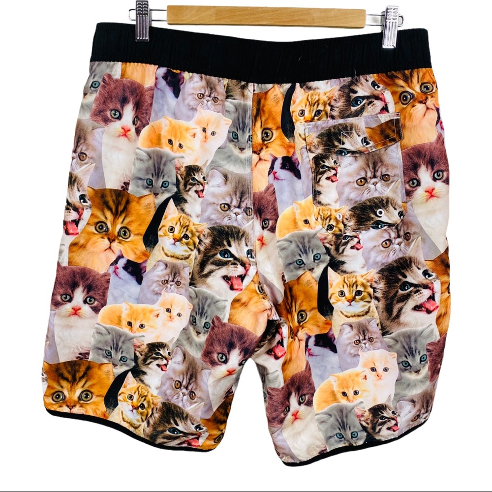 Bioworld Kitten Novelty Cat Print Hybrid Dad Board Shorts Swim Trunks White L - Picture 4 of 13